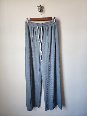 Cider light blue ribbed high waisted wide leg pants M